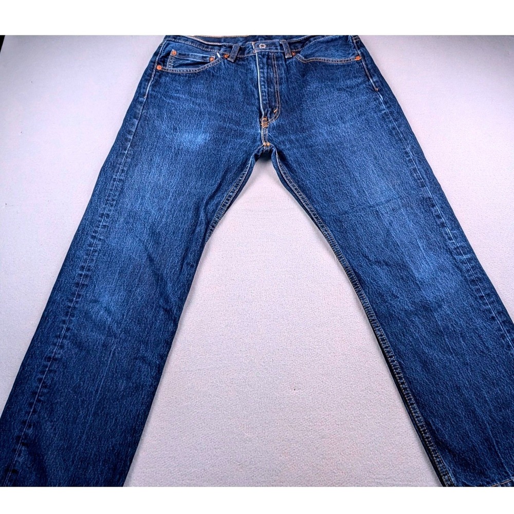 Levis 505 Regular Fit Jeans Mens 36x30 Dark Wash Blue Straight Leg 00505-0216